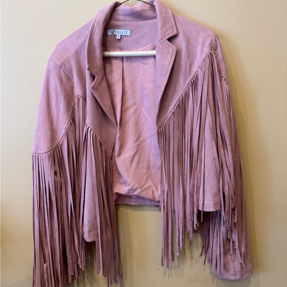 Vogue Pink Fringe Jacket vegan - Picture 2 of 5